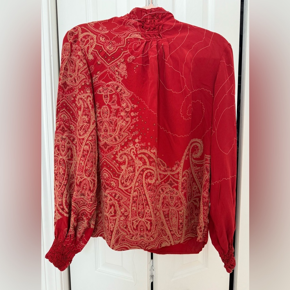Kenzo Red Paisley Long-Sleeve Blouse